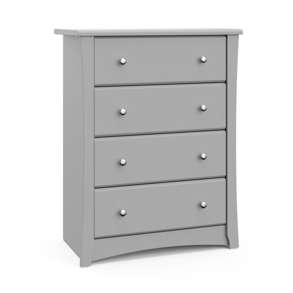 Storkcraft Crescent 4 Drawer Nursery Dresser, Pebble Gray