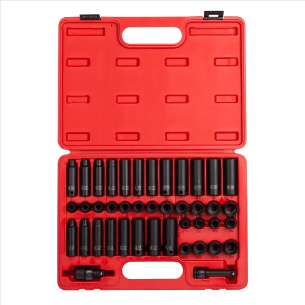 Sunex SUN3342 3/8  Drive 42 Piece SAE and Metric Master Impact Socket Set