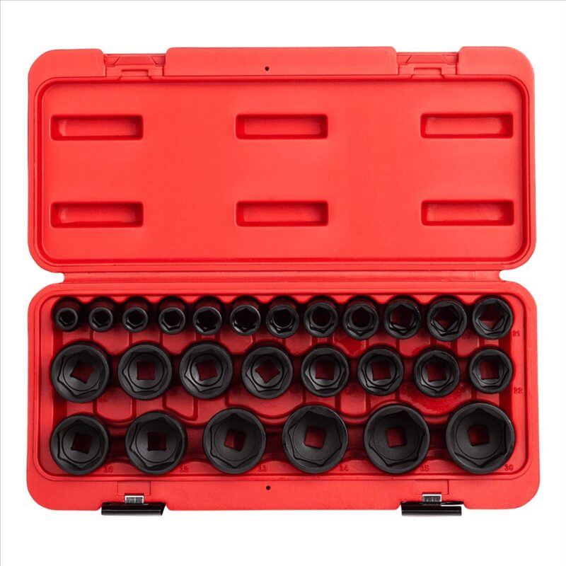 Sunex Tools 26-Piece 1/2  Drive Metric Impact Socket Set, Cr-Mo Steel, 10mm to 36mm