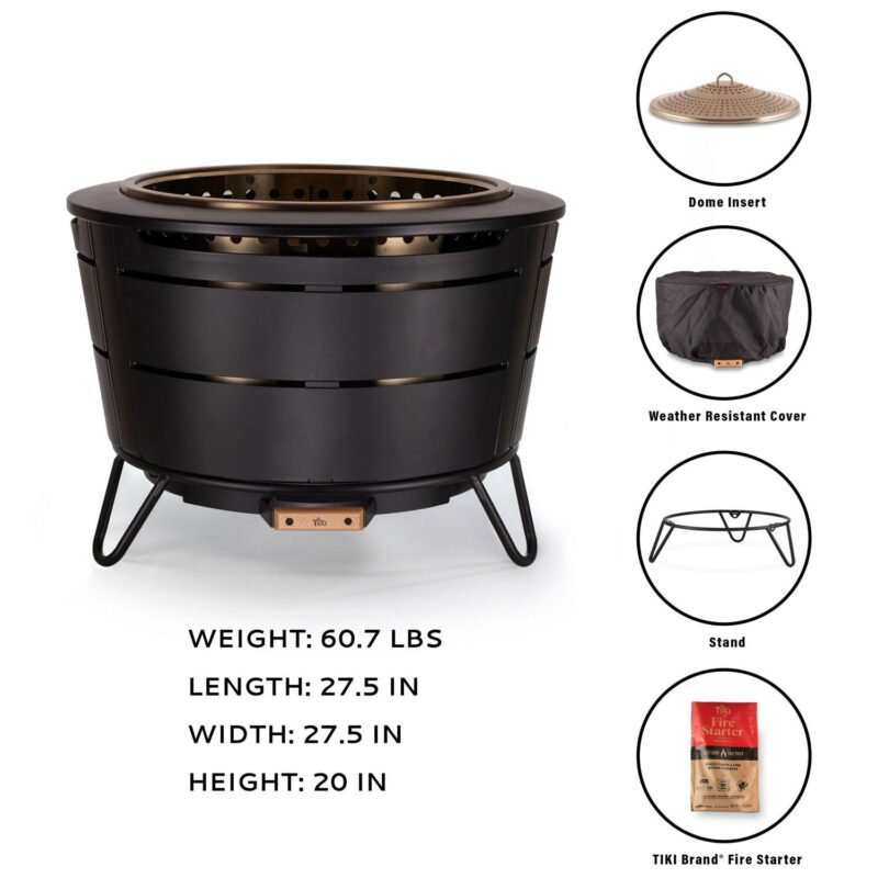 TIKI Reunion Smokeless Fire Pit a 27.5  Stainless Steel Wood Burning Fireplace for Yard, Patio and Camping, Large Outdoor Firepit with Weather-Resistant Cover, Ash Pan and Starter Pack - Image 5