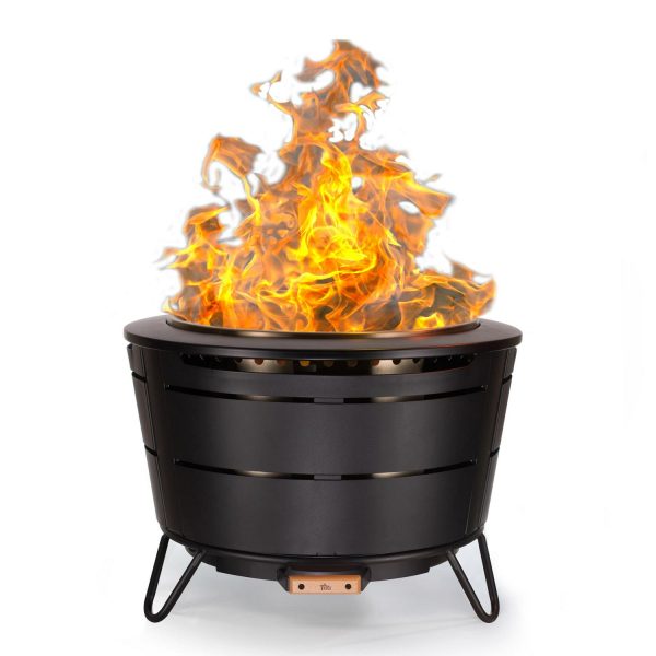 TIKI Reunion Smokeless Fire Pit a 27.5  Stainless Steel Wood Burning Fireplace for Yard, Patio and Camping, Large Outdoor Firepit with Weather-Resistant Cover, Ash Pan and Starter Pack