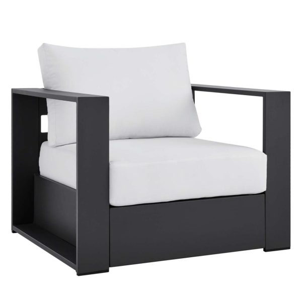 Tahoe Outdoor Patio Powder-Coated Aluminum Armchair Gray White