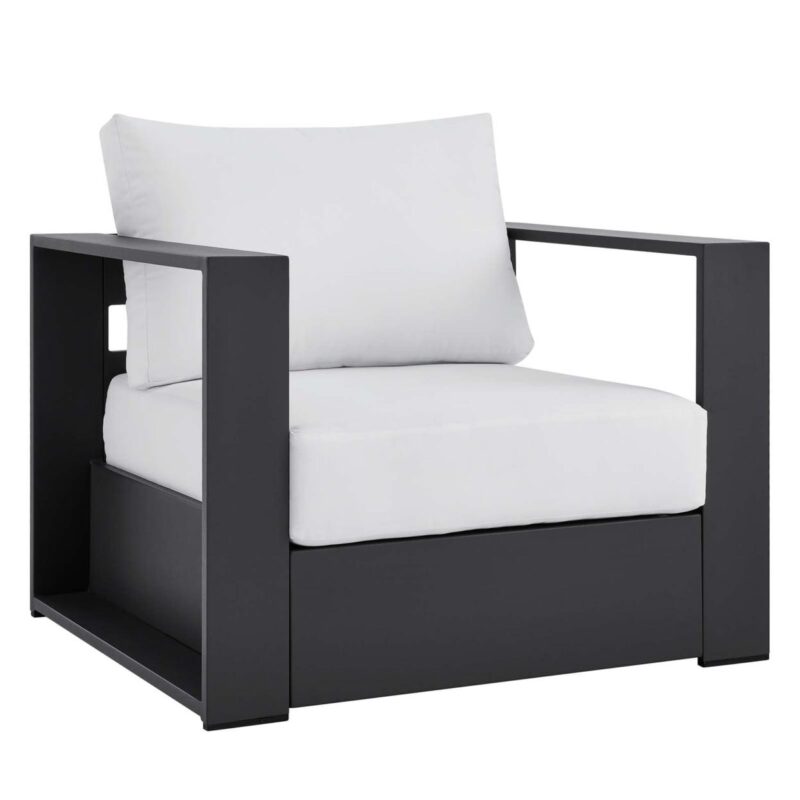 Tahoe Outdoor Patio Powder-Coated Aluminum Armchair Gray White