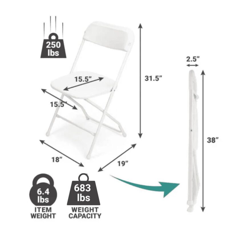TitanPRO Plastic Folding Chair - White - 10 Pack - Image 3