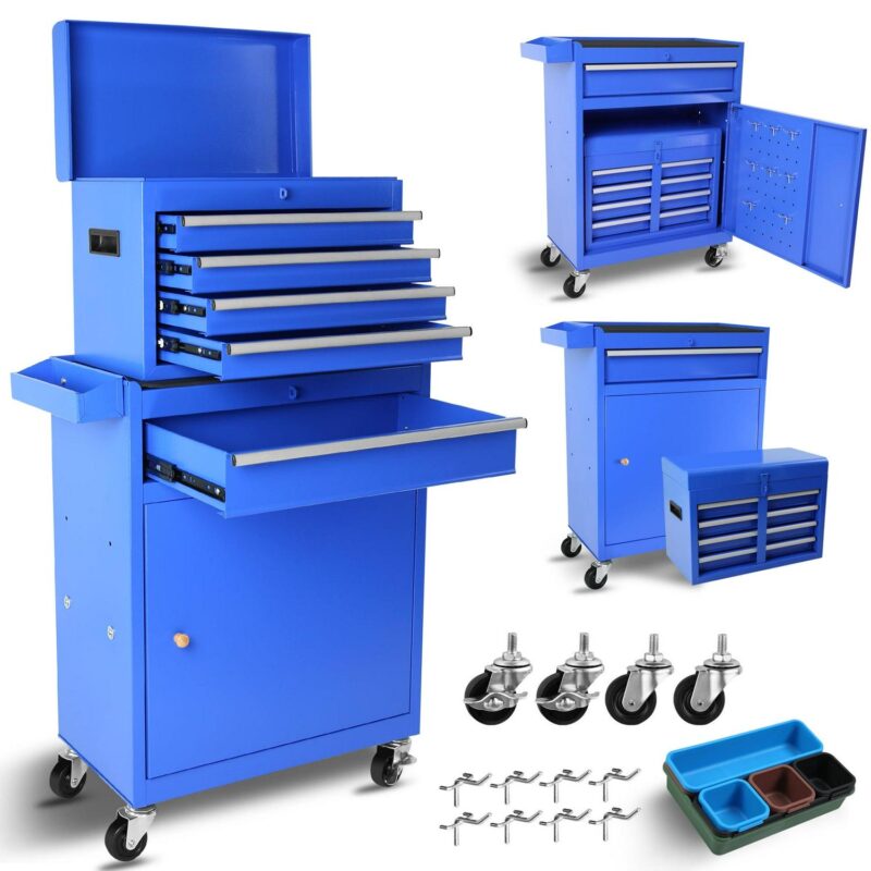 Tool Chest, 5-Drawer Rolling Tool Storage Cabinet with Detachable Top Tool Box