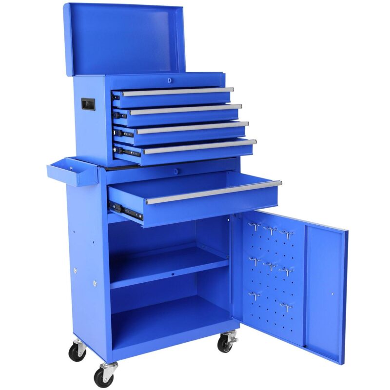 Tool Chest, 5-Drawer Rolling Tool Storage Cabinet with Detachable Top Tool Box - Image 3