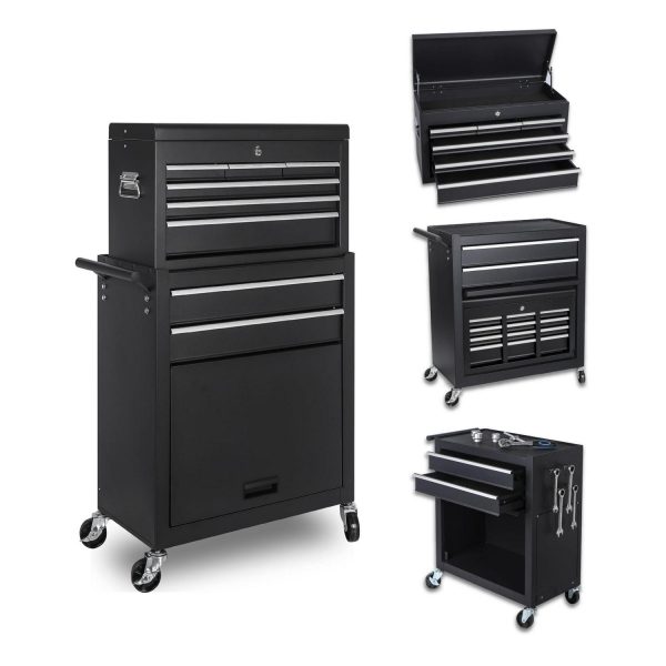 Tool Chest, 8-Drawer Rolling Tool Storage Cabinet with 2 in 1 Detachable Top Tool Box