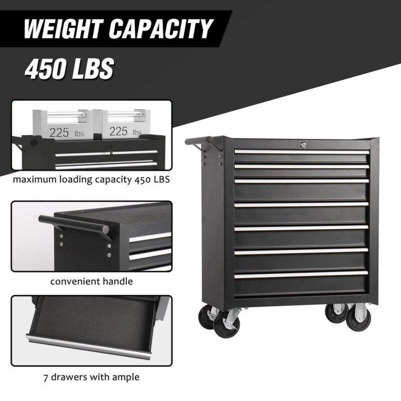 Tool Chest with 7-Drawer Tool Box with Wheels Multifunctional Tool Cart - Image 5