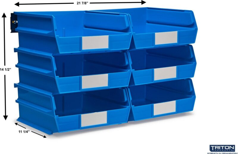 Triton ProductsA LocBin 8-Piece Wall Storage Unit with 10-7/8 L x 11 W x 5 H Interlocking Poly Bins, 6ct, Wall Mount Rails 8-3/4 L with Hardware, 2pk - Image 2