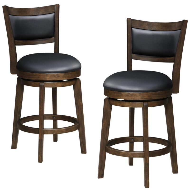 TrumanPick 24 Inch Counter Height Swivel Bar Stool Set of 2 Upholstered Pub Height Barstools with Back Chair Seat for Kitchen Dinning room, Cappuccino Finish - Image 2