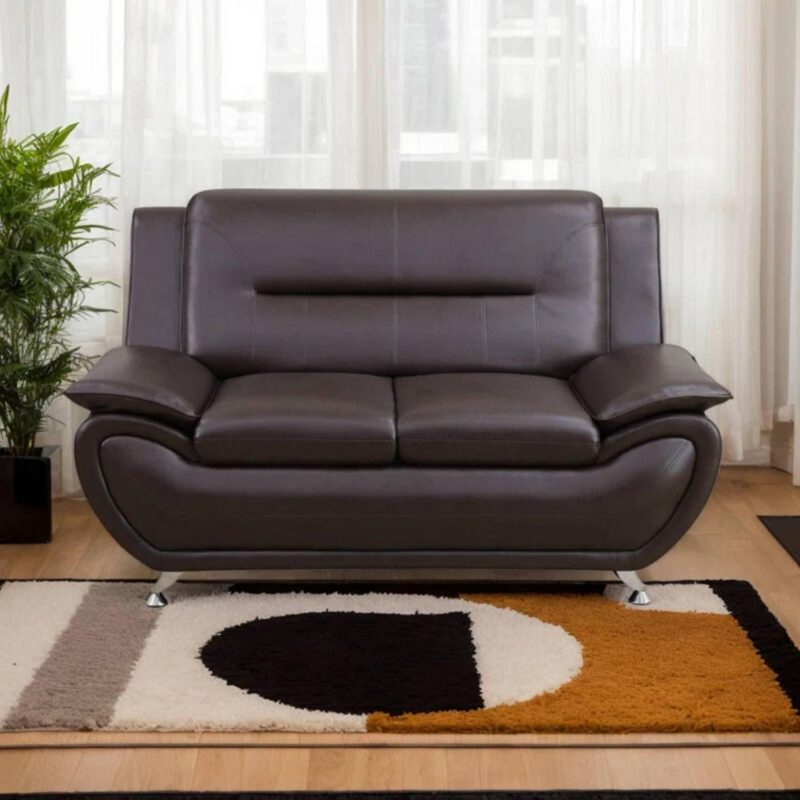 Trumanpick Leather 2 Seater Sofa Chair, Modern Comfy Sofa Couch for Living Room Furniture Set, Brown