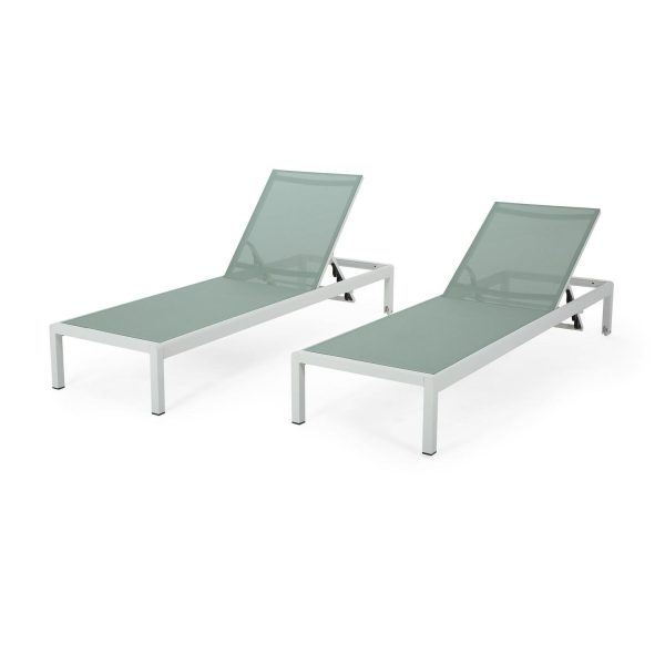 Tucker Outdoor Chaise Lounges, Set of 2, Green, White