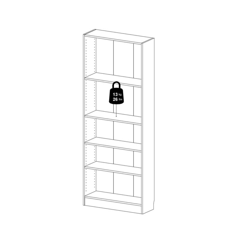 Tvilum Element Adjustable 5 Shelf Bookcase, Storage Home Office Bookshelf for Adults, White - Image 8