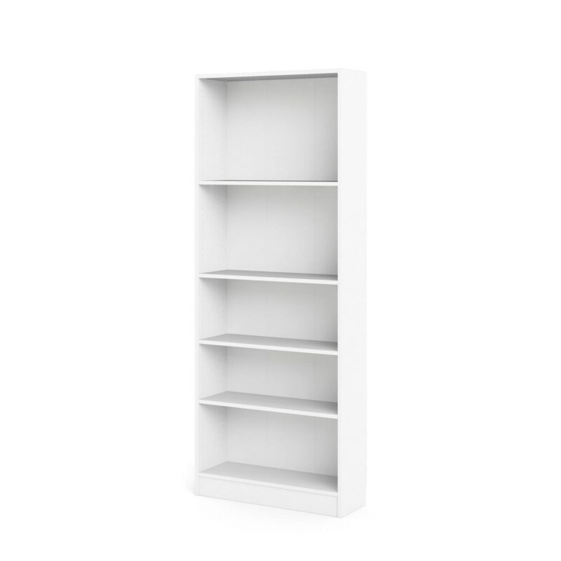 Tvilum Element Adjustable 5 Shelf Bookcase, Storage Home Office Bookshelf for Adults, White - Image 2