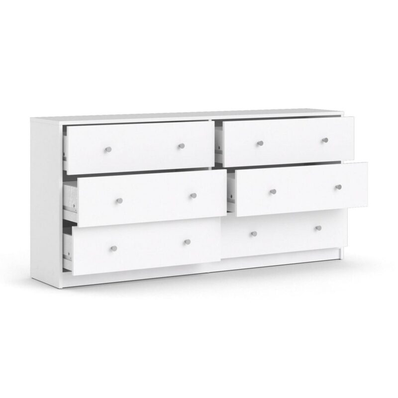 Tvilum Portland Contemporary 6 Drawer Double Dresser in White - Image 9