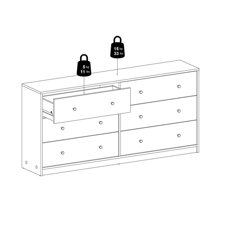 Tvilum Portland Contemporary 6 Drawer Double Dresser in White - Image 8