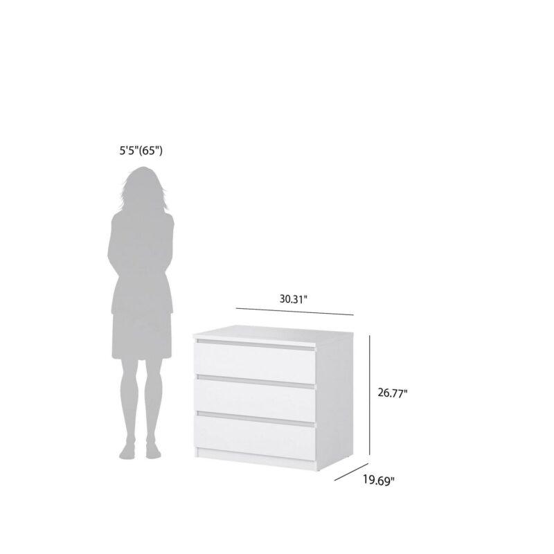 Tvilum Scottsdale 3 Drawer Chest Dresser for Adults, White High Gloss - Image 12