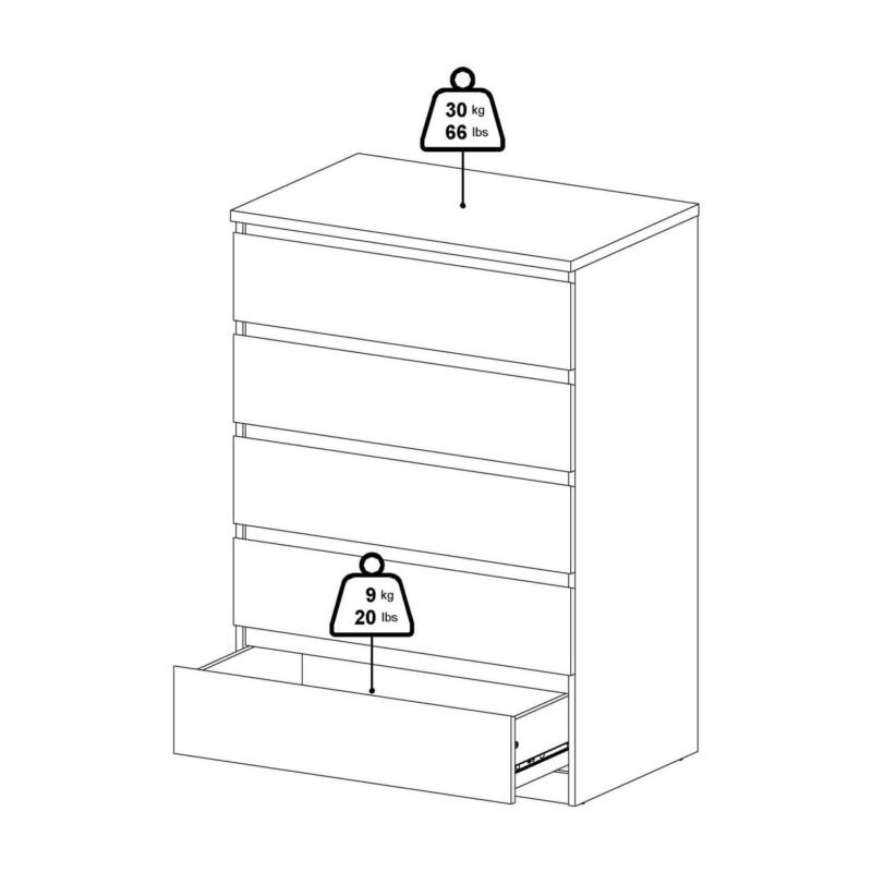 Tvilum Scottsdale 5 Drawer Chest Dresser for Adults, White Woodgrain - Image 17