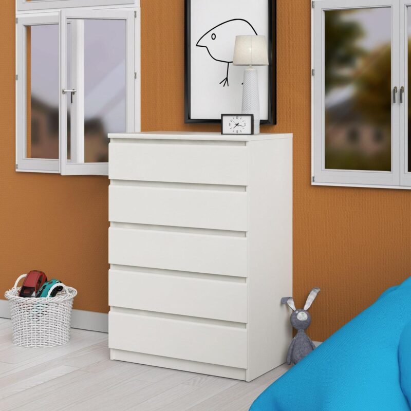 Tvilum Scottsdale 5 Drawer Chest Dresser for Adults, White Woodgrain - Image 7