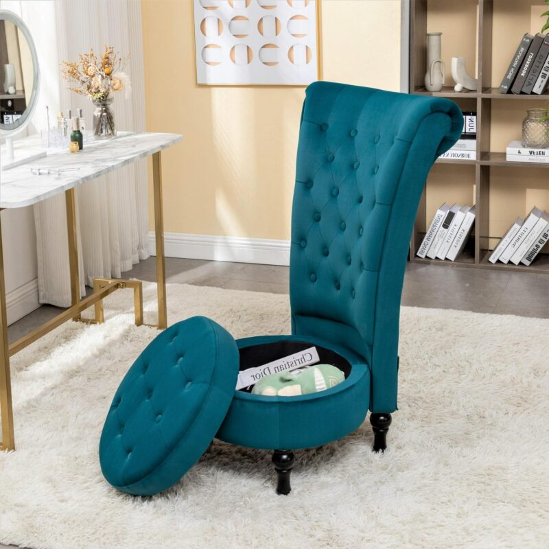 US Pride Furniture Gosser 20  Wide Velvet High Back Vanity Chair, Greenish Blue - Image 5