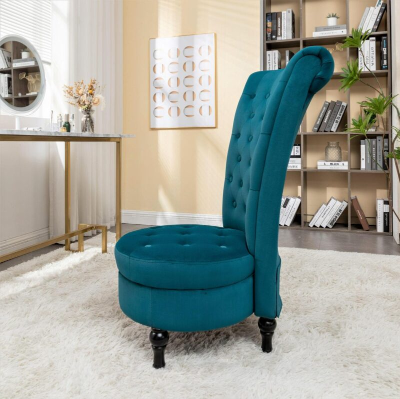 US Pride Furniture Gosser 20  Wide Velvet High Back Vanity Chair, Greenish Blue - Image 4