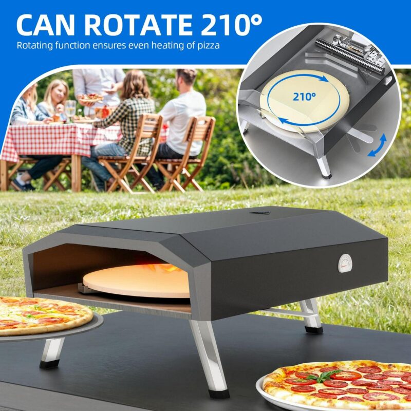 Uforic 13  Portable Propane Pizza Oven with Built-in Thermometer, Outdoor Gas Pizza Oven Maker with Rotating - Image 4
