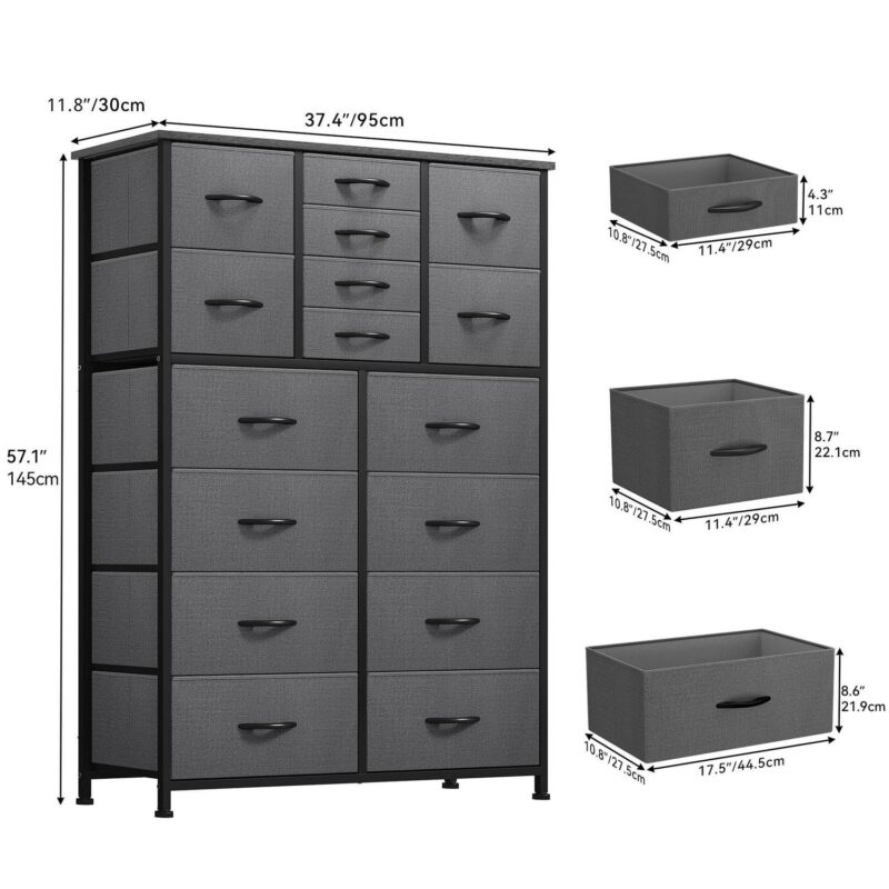 Uforic 16-Drawer Tall Fabric Dresser, Metal Frame Storage Unit for Bedroom and Living Room, for Adults - Image 3