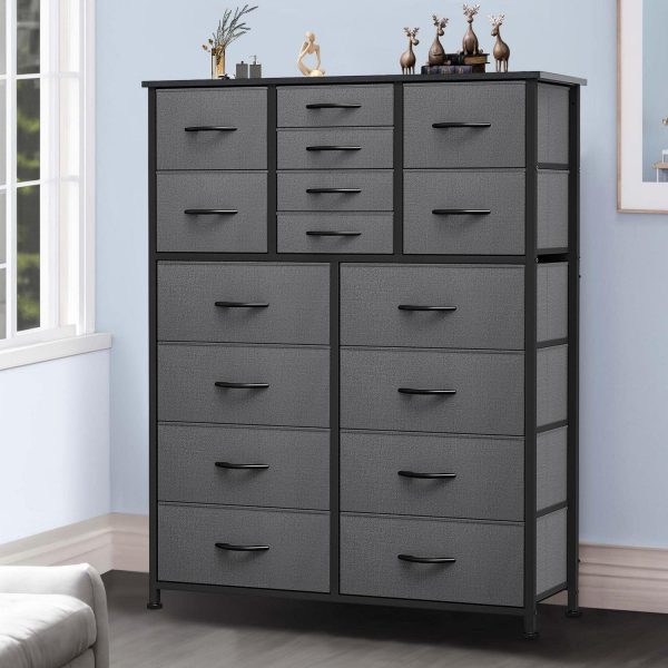 Uforic 16-Drawer Tall Fabric Dresser, Metal Frame Storage Unit for Bedroom and Living Room, for Adults