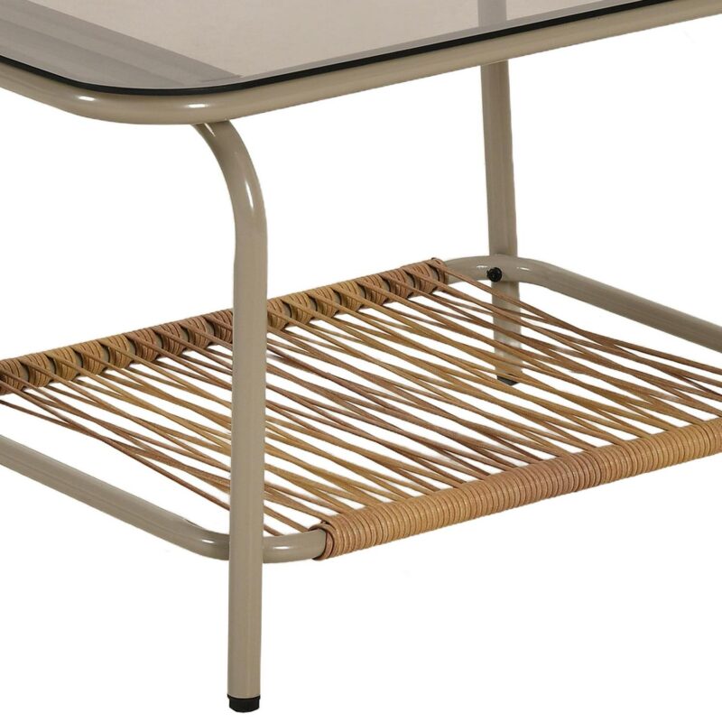 Uforic 4-Piece Outdoor Patio Furniture Set with Wicker Loveseat, Coffee Table, and Cushions - All-Weather Rattan Bistro Set for Backyard, Balcony, Deck - Beige - Image 9
