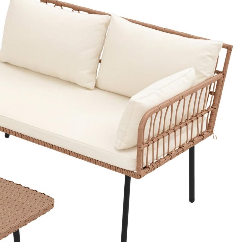 Uforic 4 Pieces Patio Conversation Set,Wicker Outdoor Furniture Set, All-Weather PE Rattan Sectional L-Shaped Sofa with Coffee Table - Beige - Image 8