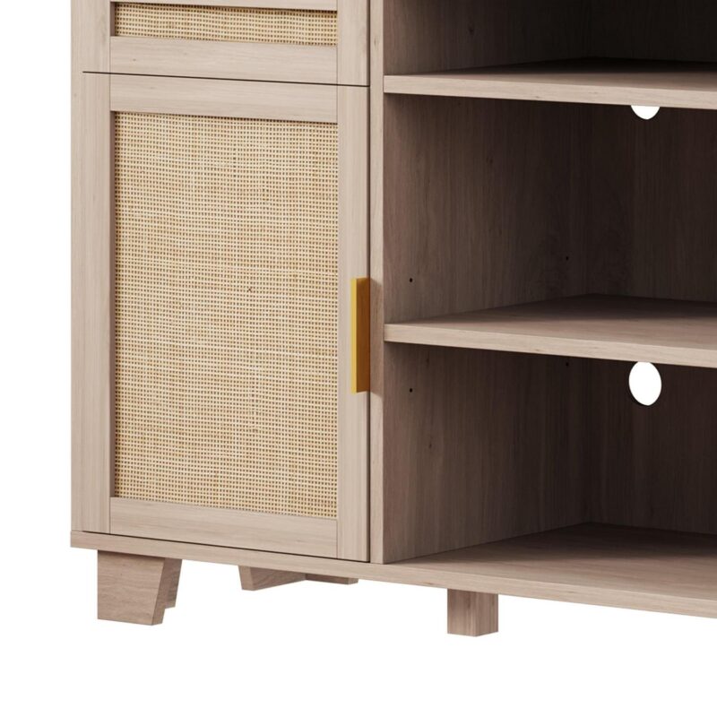 Uforic 58  Wicker Television Stands with 2 Shelves for 55-65 inch TVs, Customizable Shelf Height - Image 6