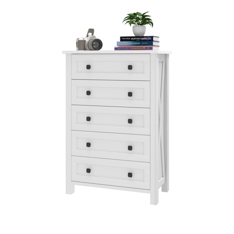 Uforic 5 Drawers Wood Dresser for Bedroom,Farmhouse Rustic Tall Chest of Drawers,with Power Outlets - Image 6