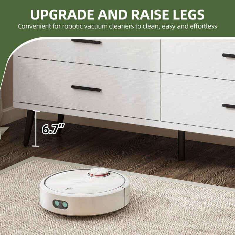 Uforic 6-Drawer Double Wood Dresser Storage Cabinet, Chest of Drawers for Bedroom, White - Image 3