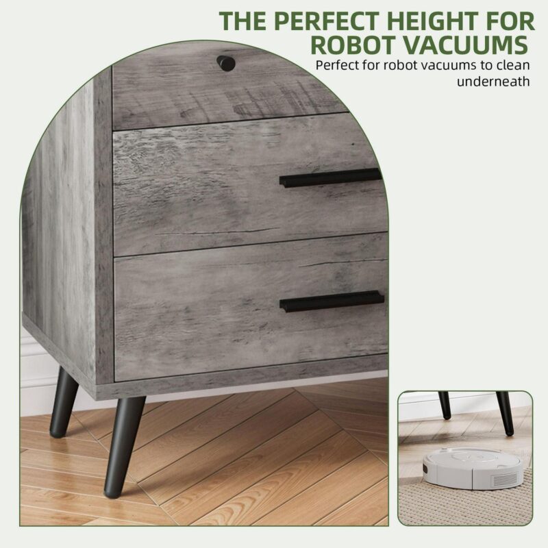 Uforic 6-Drawer Horizontal Dresser for Bedroom, Wood Chest of Drawers, Gray - Image 3