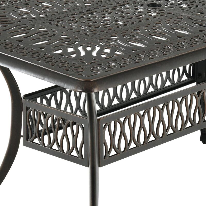 Uforic 6-Person Outdoor Rectangular Cast Aluminum Dining Table with Umbrella Hole, All-Weather Resistance, Black - Image 5