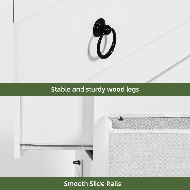 Uforic 7-Drawer Double Dresser with Power Outlets, Horizontal Wood Chest of Drawer, White - Image 5