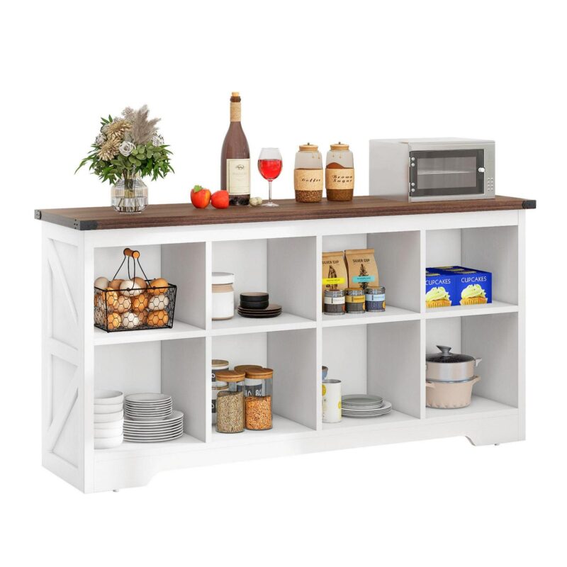 Uforic 8 Cube Organizer Bookcase, Farmhouse Cubby Bookshelf , Horizontal Open Shelf for Living Room, Bedroom, Home Office, White - Image 3