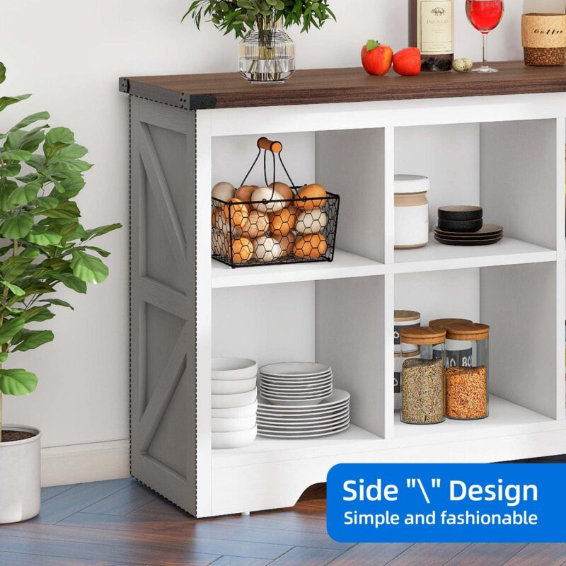 Uforic 8 Cube Organizer Bookcase, Farmhouse Cubby Bookshelf , Horizontal Open Shelf for Living Room, Bedroom, Home Office, White - Image 6