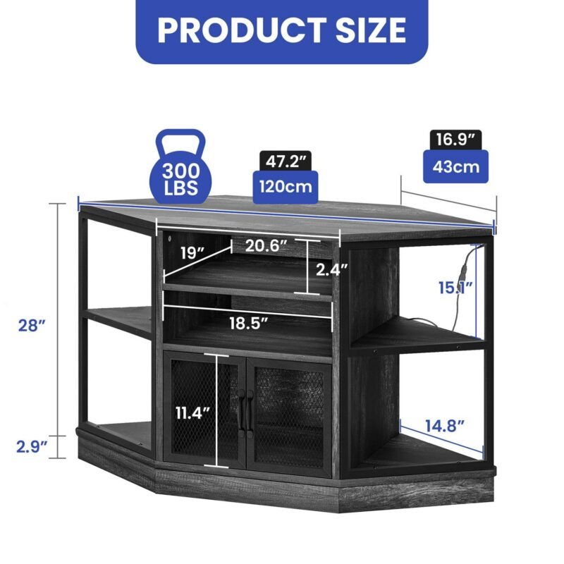 Uforic Corner TV Stand, LED-Lit Entertainment Center for TVs up to 55 Inches for Living Room - Image 6