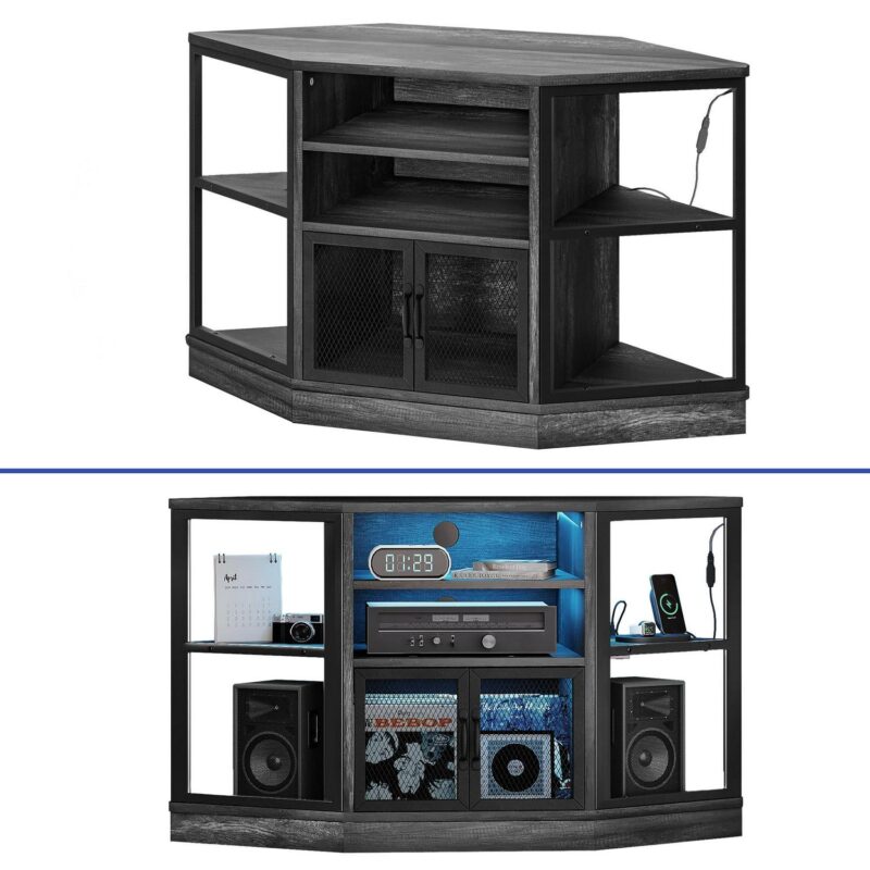Uforic Corner TV Stand, LED-Lit Entertainment Center for TVs up to 55 Inches for Living Room - Image 7