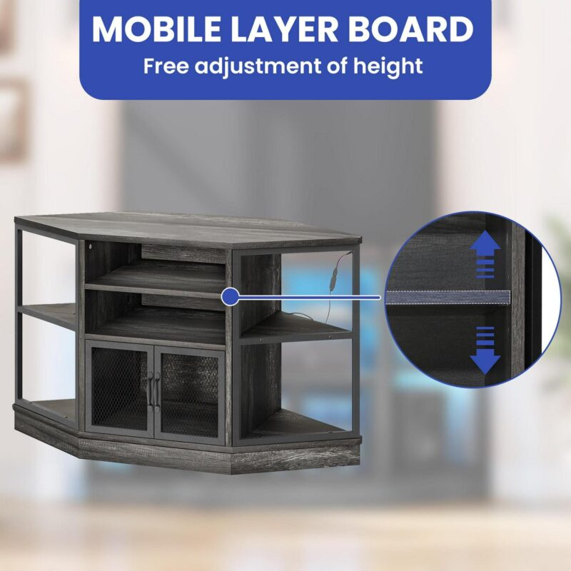 Uforic Corner TV Stand, LED-Lit Entertainment Center for TVs up to 55 Inches for Living Room - Image 4