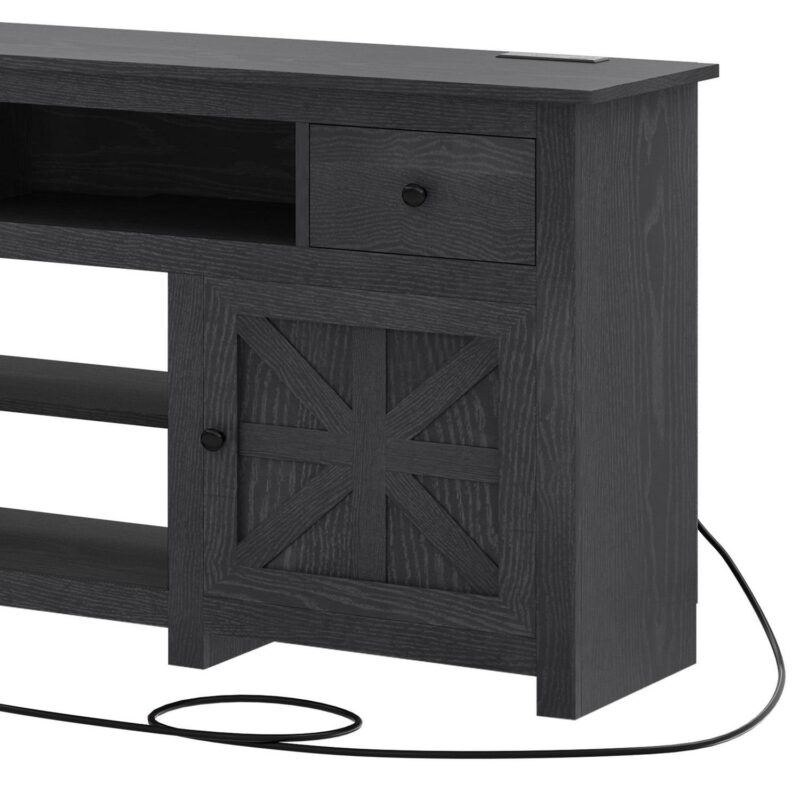 Uforic Farmhouse TV Stand for 75/80 Inch TV, Rustic Entertainment Center with Power Outlet, Storage Drawers, TV Console for Living Room, Black - Image 6
