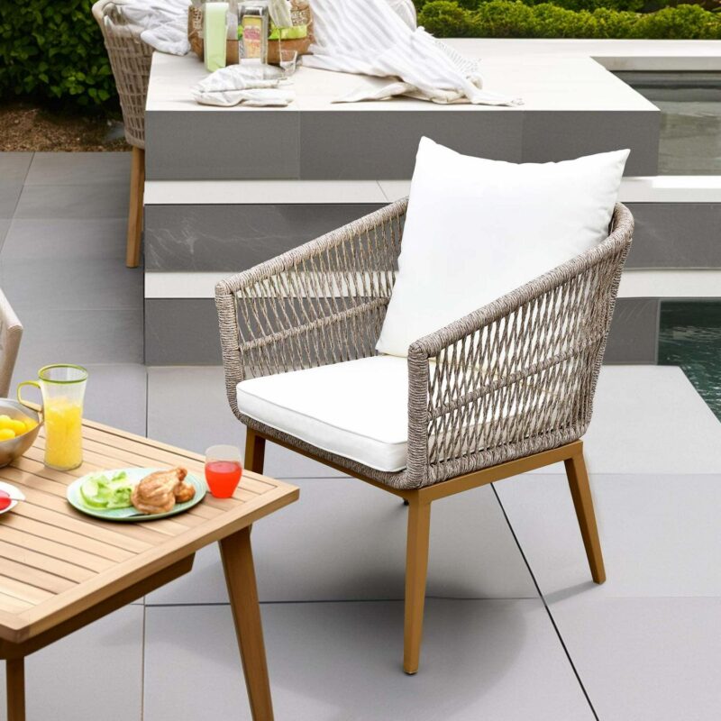 Uforic Patio Conversation Sets,Outdoor Furniture Sofa Set - PE Rattan Armchair Seating,L-Shaped Patio Sofa and Wicker Table and Cushions - Beige and Brown - Image 8