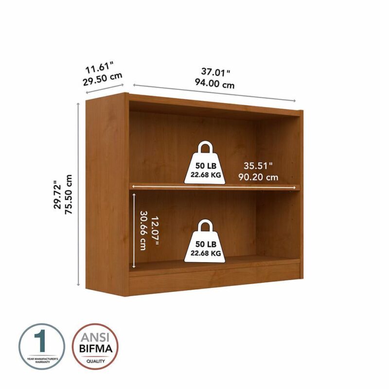 Universal Small 2 Shelf Bookcase in Natural Cherry - Engineered Wood - Image 4