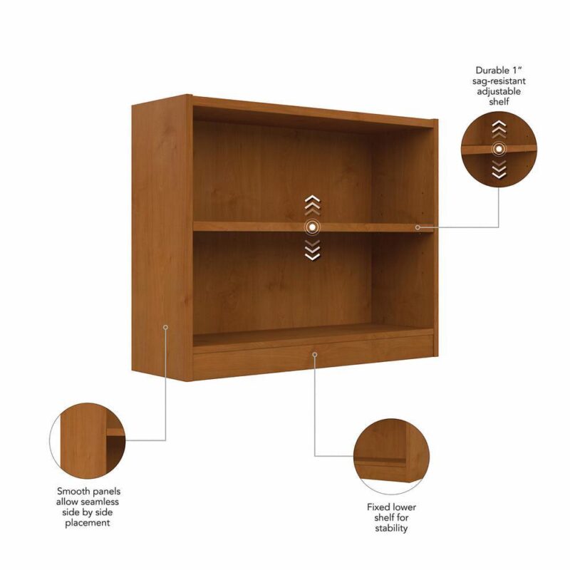 Universal Small 2 Shelf Bookcase in Natural Cherry - Engineered Wood - Image 6