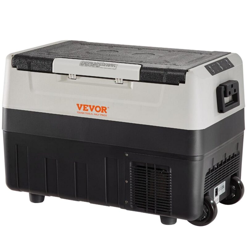 VEVOR 12 Volt Refrigerator, 48QT, Dual Zone Car Fridge Freezer with App Control and Wheels, 12/24V DC and 100-240V AC Electric Compressor Cooler for Car Truck Vehicle RV Boat Outdoor and Home Use