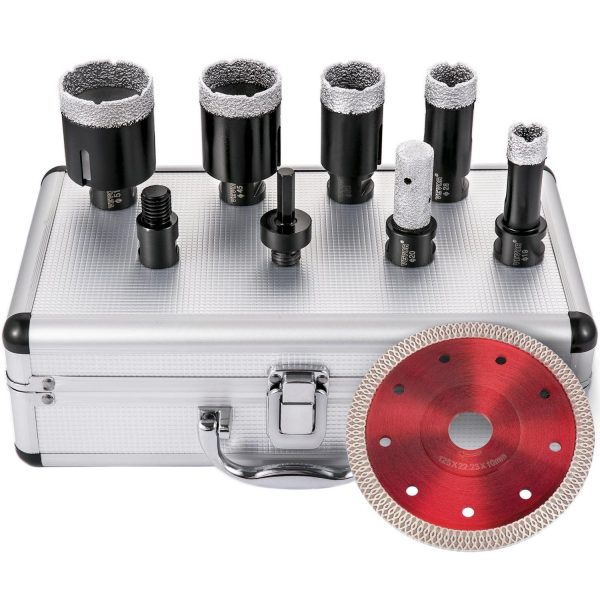 VEVOR Diamond Drill Bits 8PCS Diamond Hole Saw 3/4 -2 Tile Hole Saw Kit Brazed Diamond Drill Bit 0.59in Segment Tile Hole Saw w Finger Bit Storage Case for Tile Ceramic Porcelain Marble Hard Materials