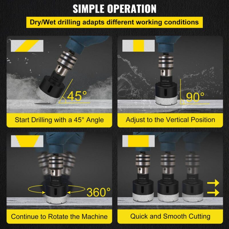 VEVOR Diamond Drill Bits 8PCS Diamond Hole Saw 3/4 -2 Tile Hole Saw Kit Brazed Diamond Drill Bit 0.59in Segment Tile Hole Saw w Finger Bit Storage Case for Tile Ceramic Porcelain Marble Hard Materials - Image 6