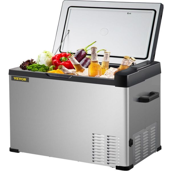 VEVOR Portable Car Refrigerator 53 Qt, 12V Portable Freezer with Single Zone, 12/24V DC and 110-240V AC Electric Cooler with -4a -68a Cooling Range, for Car Truck Vehicle RV Boat Outdoor and Home use