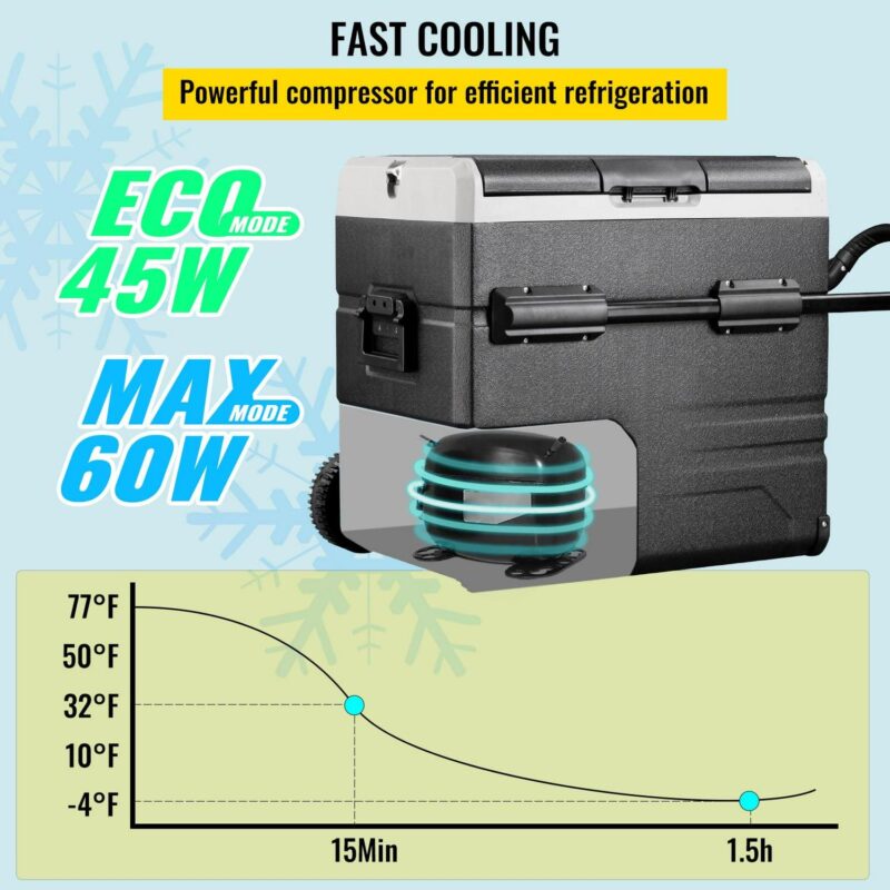VEVOR Touch Tools, Half Price 59 qt Deluxe Cooler App Control and Wheels, Black - Image 4
